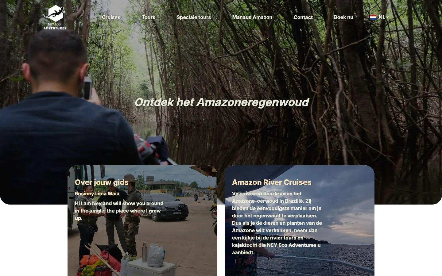 De echte Amazon Tour Manaus-reiswebsite op desktop en mobiel