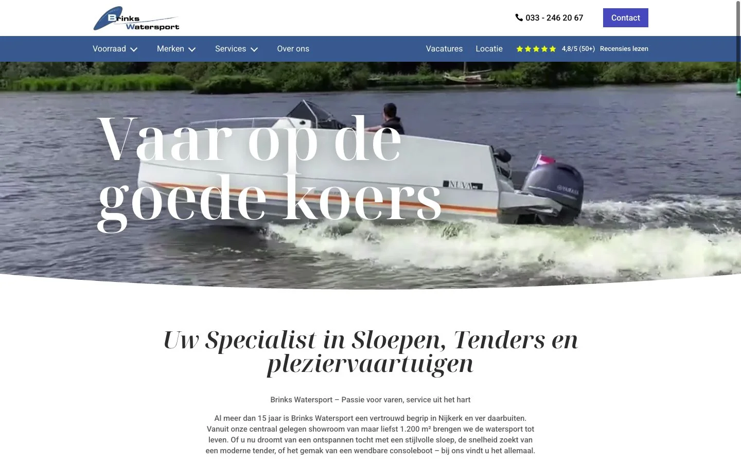 The existing Brinks Watersport website on desktop and mobile, illustrating our technical improvements and SEO work