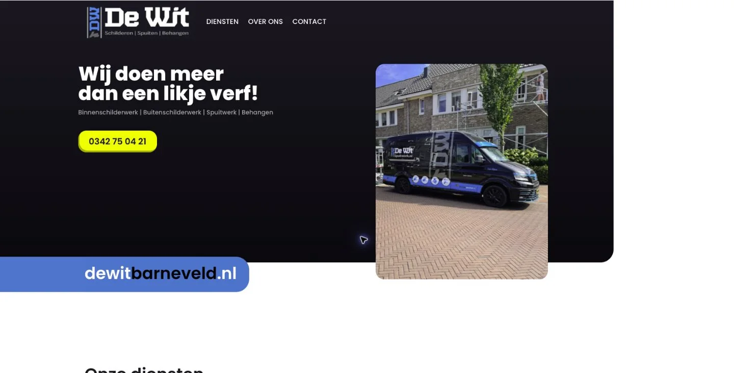 The actual De Wit Barneveld website on desktop and mobile