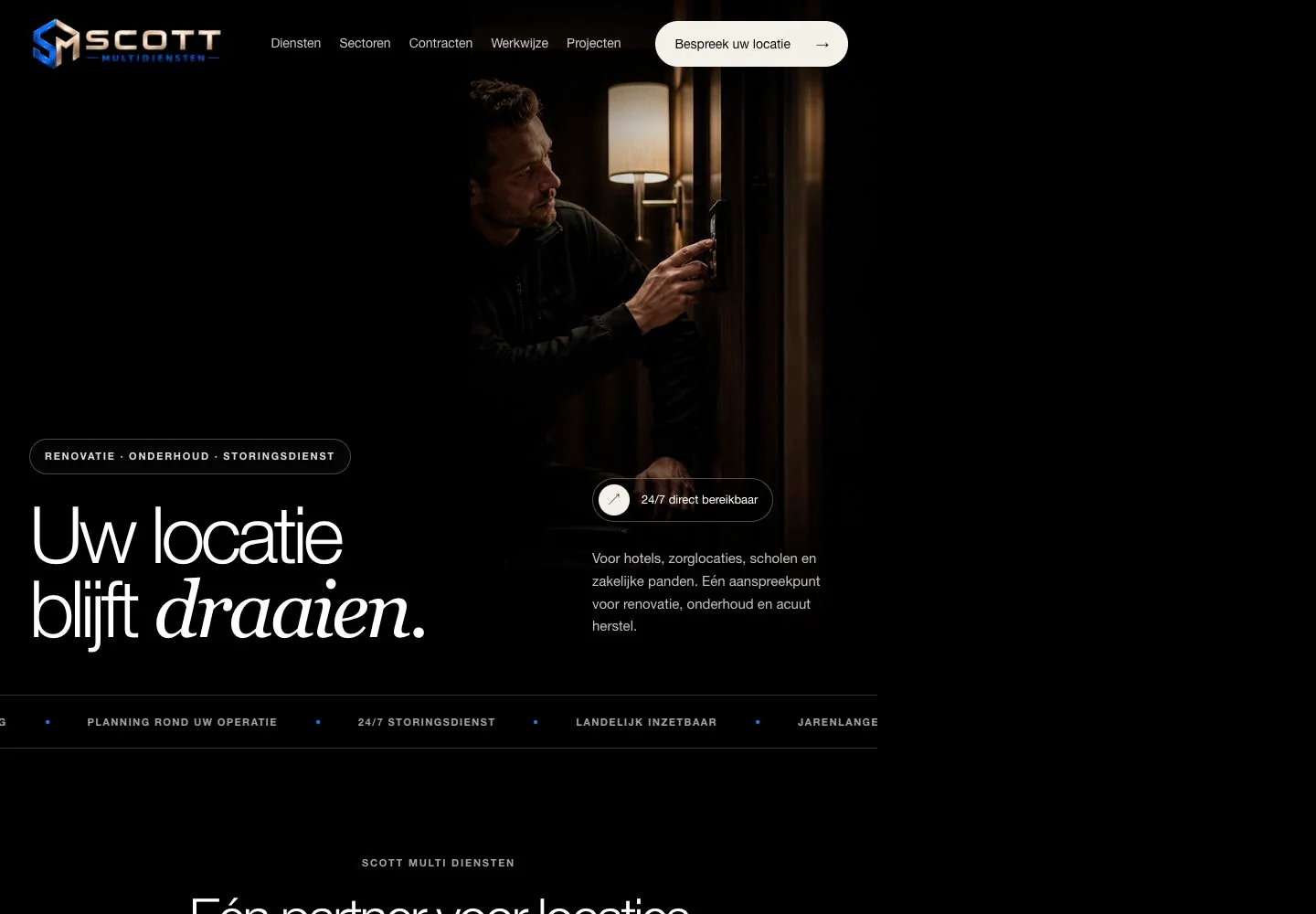 The actual Scott Multi Diensten website on desktop and mobile