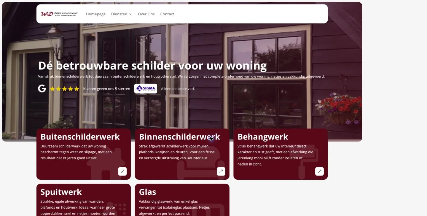De echte Van Domselaar Schilders-website op desktop en mobiel