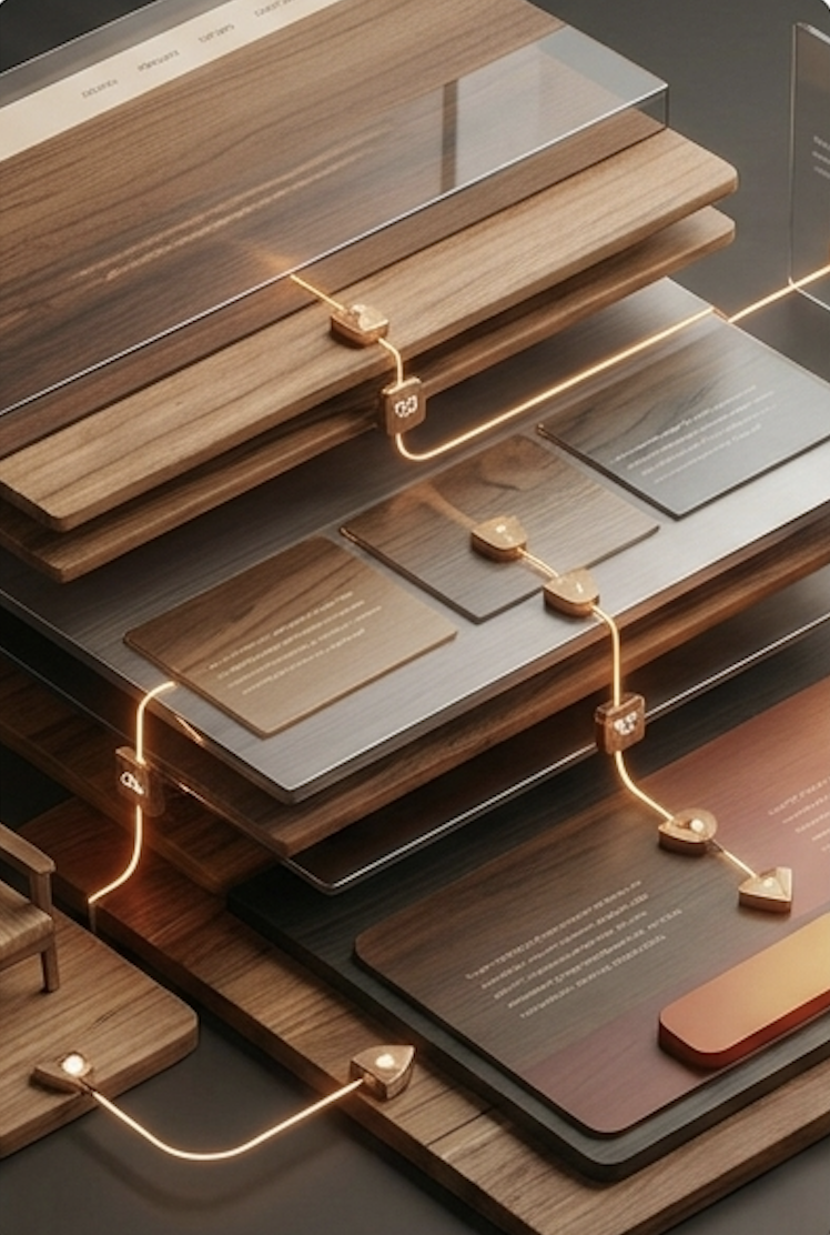 Visual van gelaagde website-structuur en CTA-flow